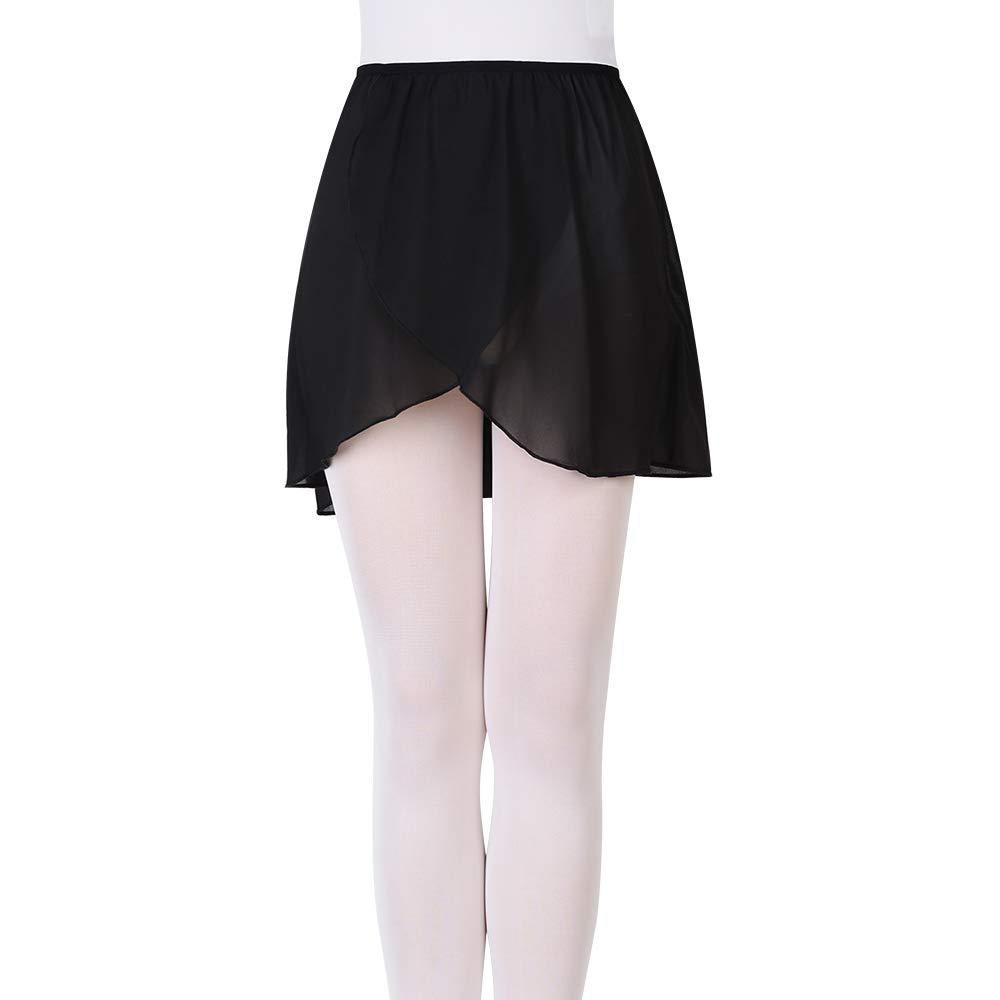 [AUSTRALIA] - FNYIVDNY Ballet wrap Skirt Chiffon Dance Skirt with Elastic Waistband for Girls&Women Black large(Height:4.92-5.58ft,Waist:21-31in) 