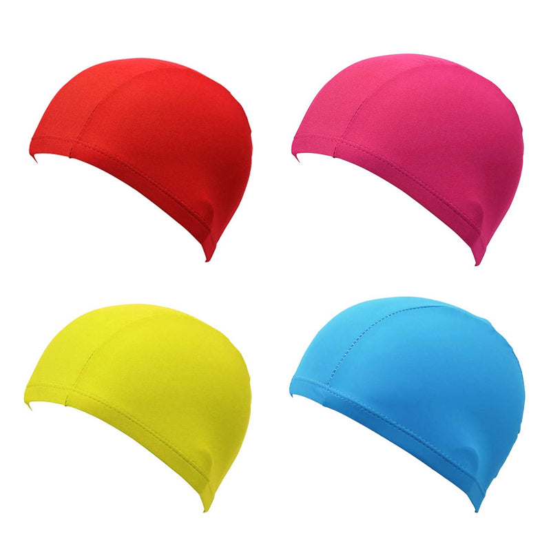 SUNTRADE 4 Pack Nylon Spandex Fabric Swim Cap for Kids and Adult(not for Long Hair) - BeesActive Australia