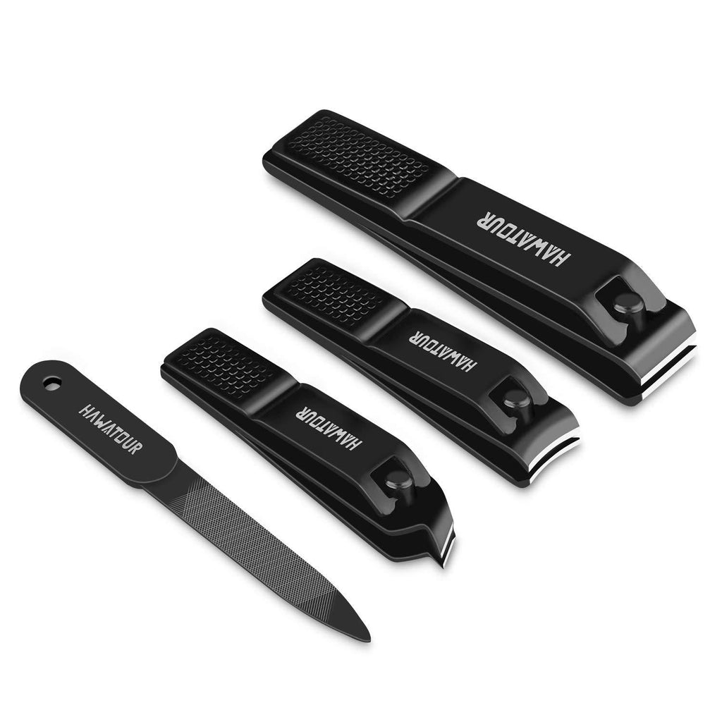 Nail Clippers Set, 4pcs Fingernail Clipper & Toenail Clipper & Slant Edge Nail Cutter with Nail File by HAWATOUR - BeesActive Australia