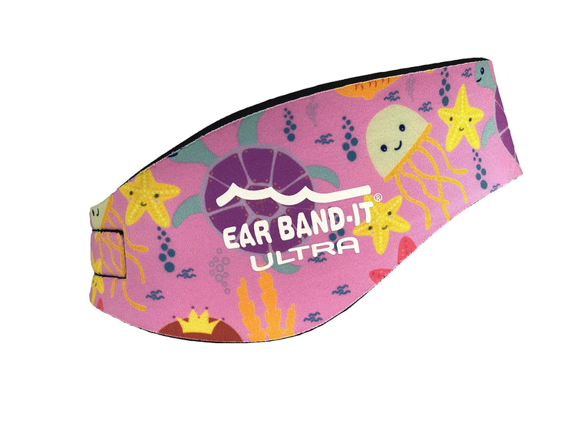 EAR BAND-IT Ultra Swimming Headband - Best Swimmer's Headband - Keep Water Out, Hold Earplugs in - Doctor Recommended - Secure Ear Plugs - Invented by ENT Physician Large (ages 9yrs to adult) Sea Life - BeesActive Australia