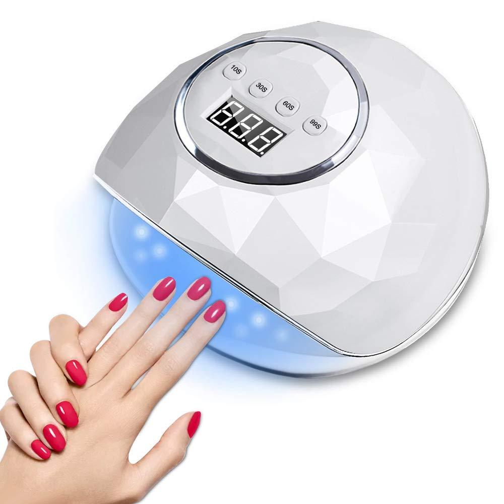 86W LED UV Nail Lamp, Fast Nail Dryer with Automatic Sensor for Fingernails and Toenails - 4 Timer Setting and LCD Display Professional Gel Nail Polish Curing Light Lamp for Nail Lovers Salon Use White-86w - BeesActive Australia