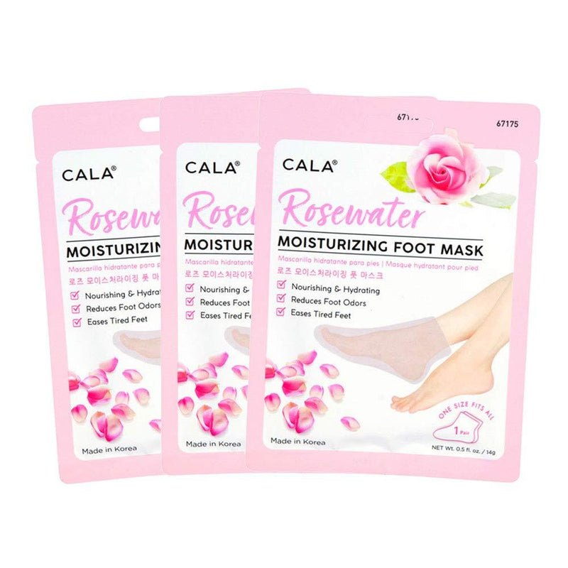 Cala Moisturizing Pedicure Foot Masks [Pack of 3 Foot Moisturizing Socks] (Rosewater) Rosewater - BeesActive Australia