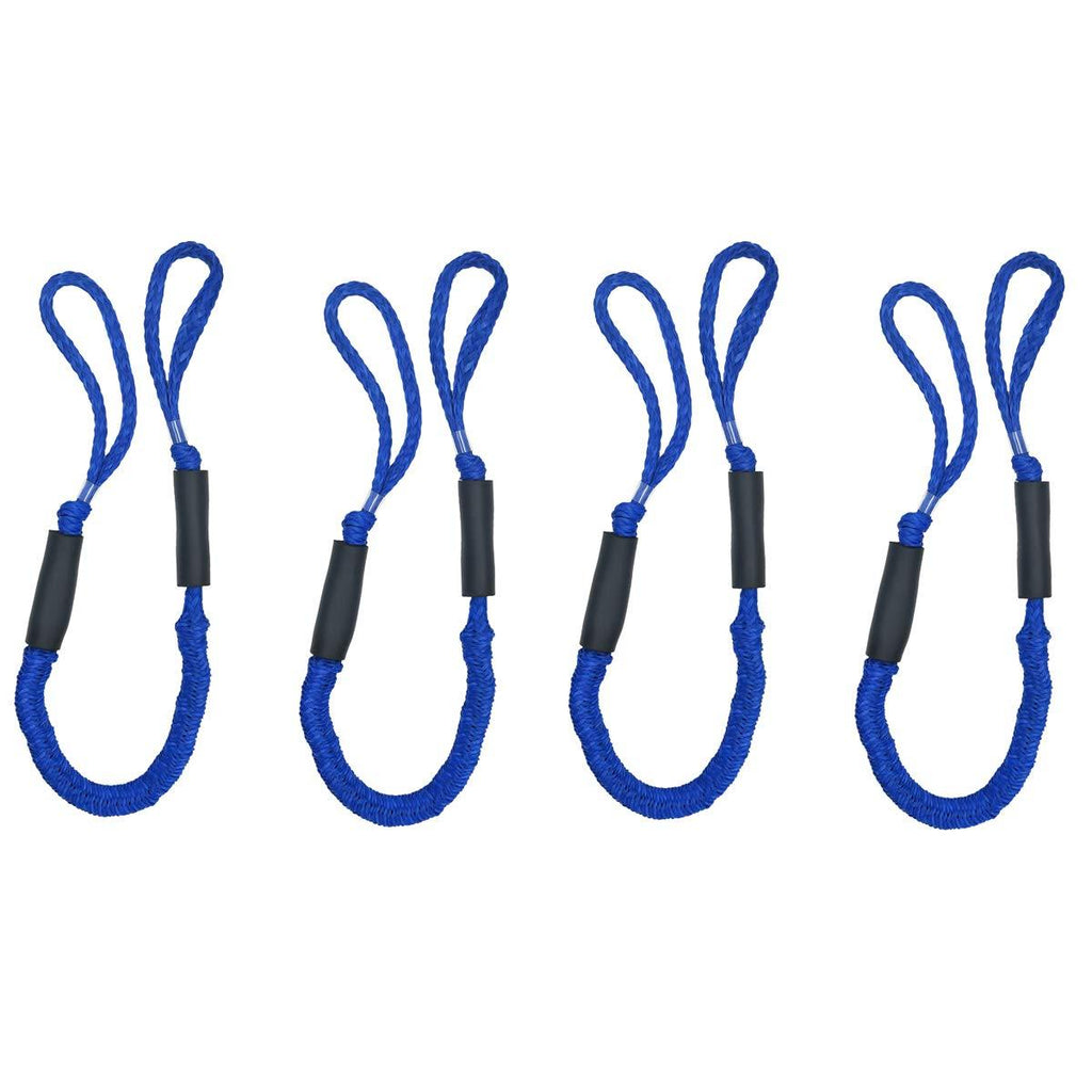 [AUSTRALIA] - Jranter Bungee Dock Lines, 4 Feet Bungee Shock Cords Bungee Docking Rope Mooring Rope for Boat,PWC,Jet ski,Pontoon,Kayak,Canoe,Power Boat,Watercraft (4 Packs) Blue 