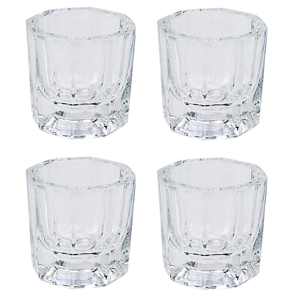 4 Pcs Mini Glass Crystal Cup Nail Art Acrylic Liquid Powder Dappen Dish Bowl Glassware Nail Art Tools - BeesActive Australia