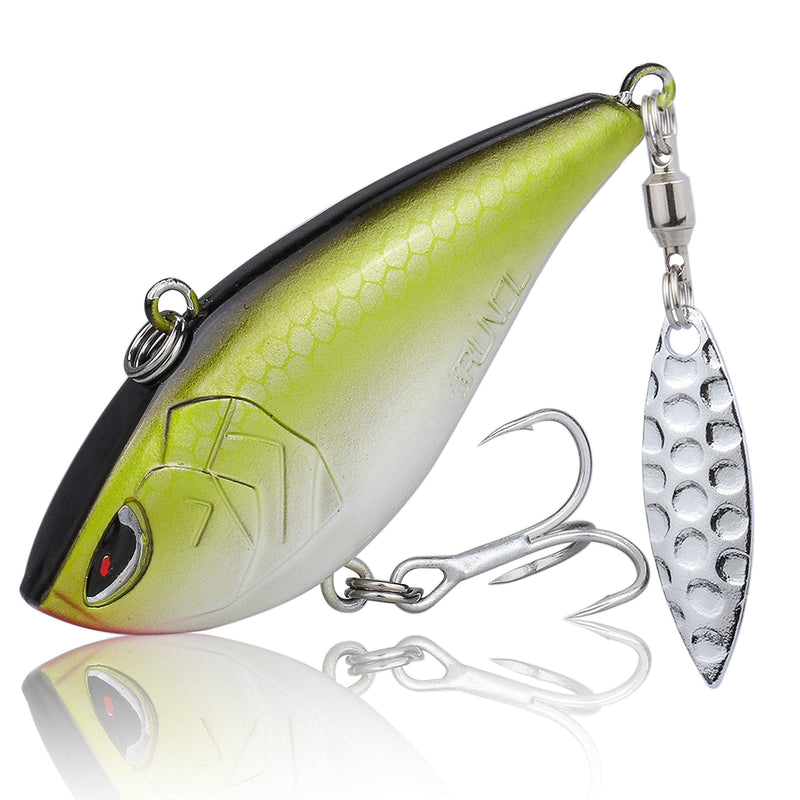 RUNCL ProBite Lipless Crankbait, Vibe Cranks 1/4oz 3/8oz 1/2oz 5/8oz, Hard Fishing Lures - Lifelike Design, Loud Rattles, Precise Weighting System, Tight Wobble Action Chrome Shiner (w/ Spinner) - BeesActive Australia