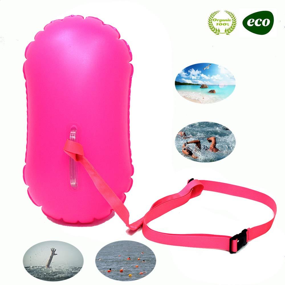 [AUSTRALIA] - E-Onfoot Swim Buoy Open Water, Swimming Life-Saving Drift Bag for Open Water Swimmers, Highly Visible Buoy Float for Safe Swim Training Rose Red - No Storage Space 