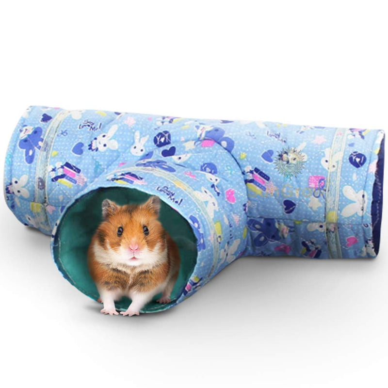 SunGrow Hamster, Hedgehog Tunnel, for Gerbil, Small Animals, Kawaii Fabric, Blue - BeesActive Australia