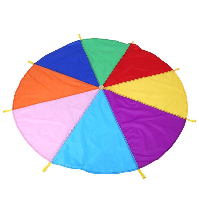 [AUSTRALIA] - ViaGasaFamido Rainbow Play Parachute 8 Handles 2m Diameter Kids Play Rainbow Outdoor Teamwork Game Parachute Multicolor Toy 