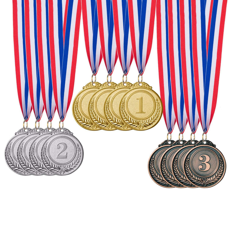 Favide 12 Pieces Gold Silver Bronze Award Medals-Winner Medals Gold Silver Bronze Prizes for Competitions, Party,Olympic Style, 2 Inches - BeesActive Australia