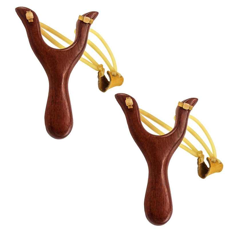 KISEER 2 Pcs Wooden Slingshot Toy for Kids Adults with Rubber Bands for Outdoor Hunting Catapult Game - BeesActive Australia