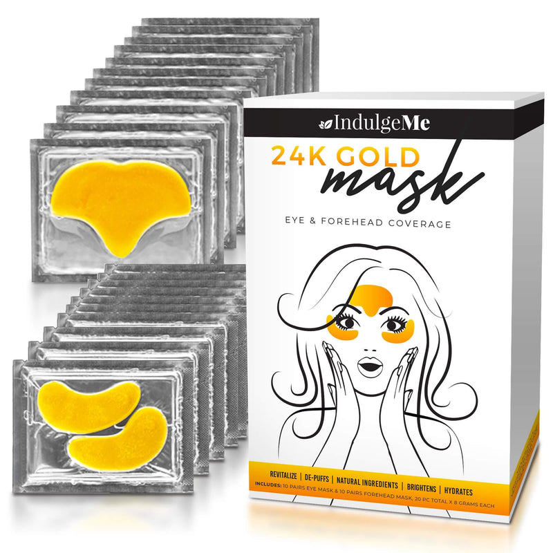 24K Gold Under Eye & Forehead Collagen Patches - Reduce Puffy Eyes, Dark Circles, Wrinkles - Eye Mask Gel Pads Facial Treatment with Nano Gold, Hyaluronic Acid and Grape Seed Extract - BeesActive Australia