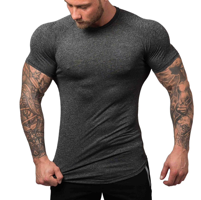 [AUSTRALIA] - URRU Men's Quick Dry Workout T-Shirts Compression Athletic Baselayer Tee Gym Training Tops S-XXL Black XX-Large 