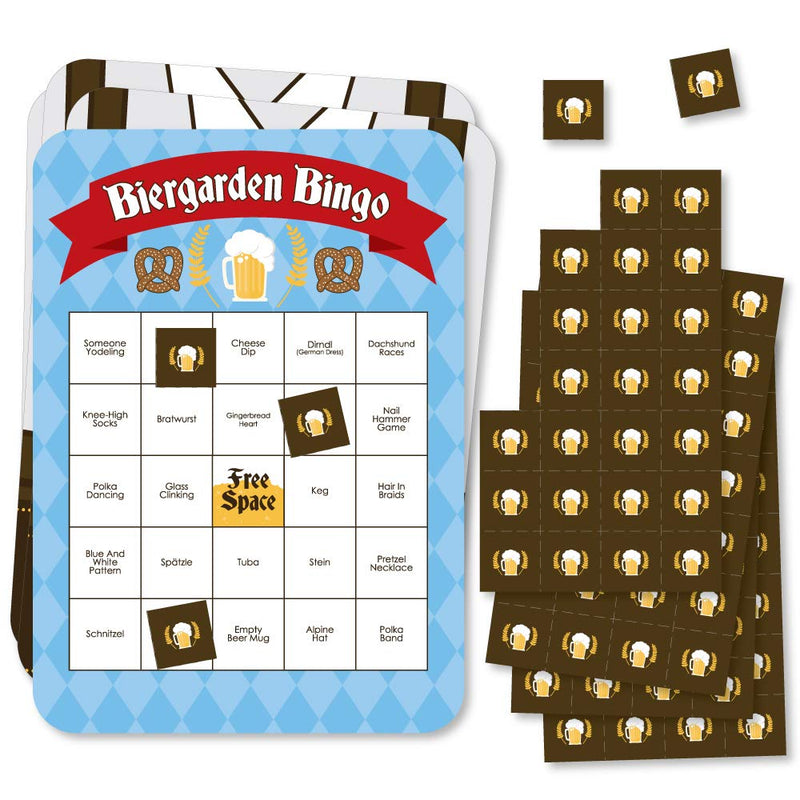 Big Dot of Happiness Oktoberfest - Bar Bingo Cards and Markers - German Beer Festival Shaped Bingo Game - Set of 18 - BeesActive Australia