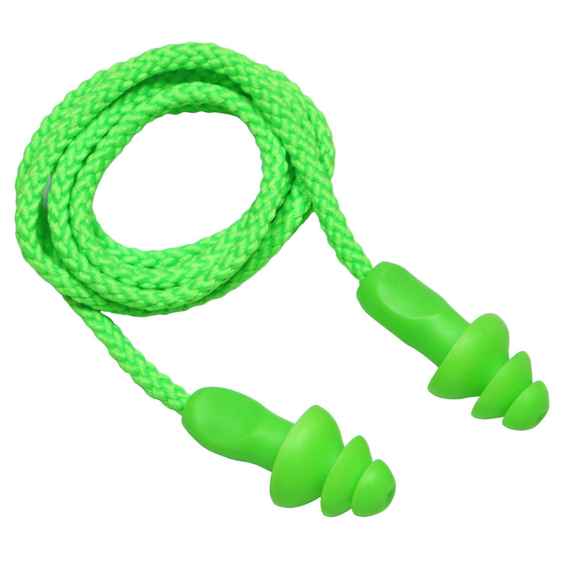 25 Pairs Corded Ear Plugs Soft Silicone Reusable Earplugs Noise Cancelling for Hearing Protection, Sleeping (Green) Green 25 - BeesActive Australia