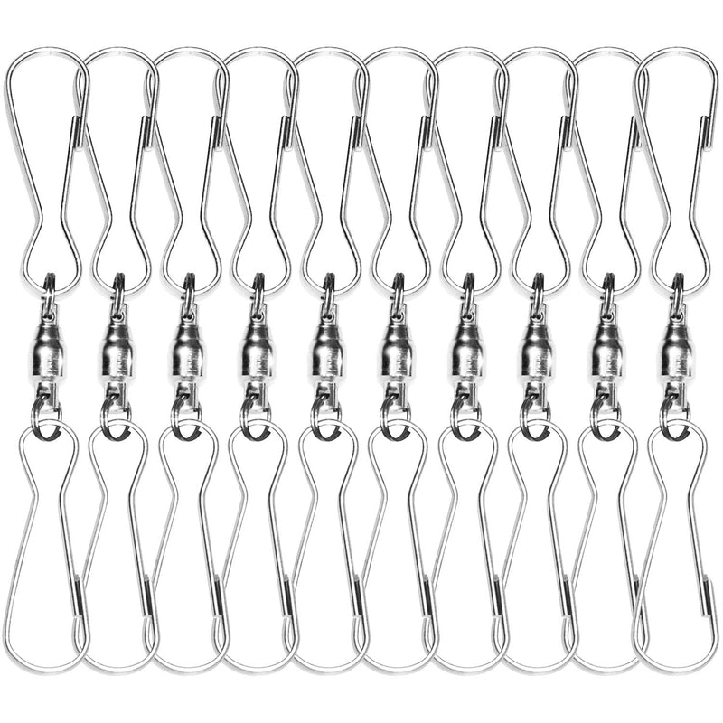 Anley Pack of 10 Windsock Clips - 3" Dual Swivel Hook & 360° Rotatable & Anti-wrap & Stainless - Ideal for Wind Spinners, Small Plants Pots, Bird Feeders, Flags, Party Supplies - BeesActive Australia