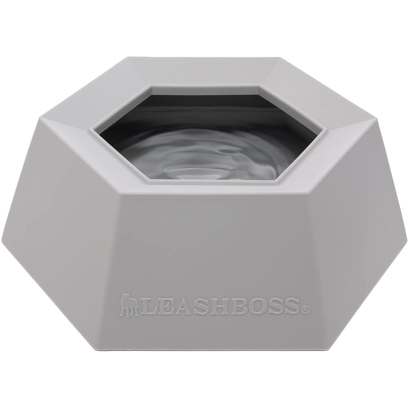 Leashboss Splashless Travel Dog Water Bowl - Large 40oz Capacity, No Spill Portable Silicone Car Dish Grey - BeesActive Australia