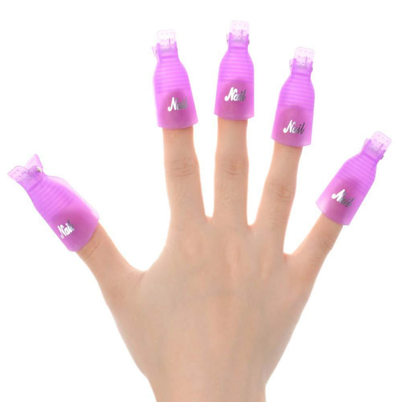 AKOAK 10 Pcs/set Nail Remover Clip, Nail Remover Gel Finger Cover, Nail Polish Tool (purple) purple - BeesActive Australia