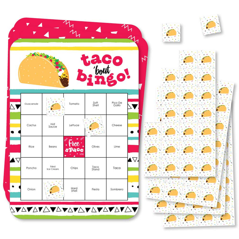 Big Dot of Happiness Taco ‘Bout Fun - Bingo Cards and Markers - Mexican Fiesta Bingo Game - Set of 18 - BeesActive Australia