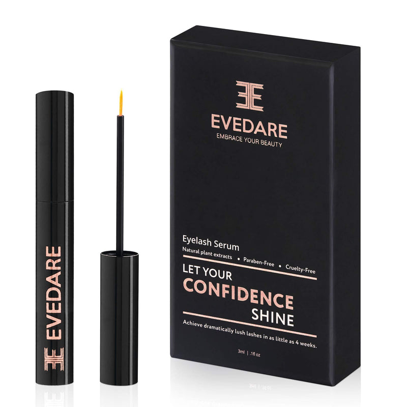 EVEDARE Advanced Eyelash Growth Serum with Enhancing Peptides and Botanical Vitamins for Longer, Thicker, Fuller Lashes, Natural Extracts Improve Strength, Reduce Brittleness (3ML) 0.1 Fl Oz (Pack of 1) 1 Piece - BeesActive Australia