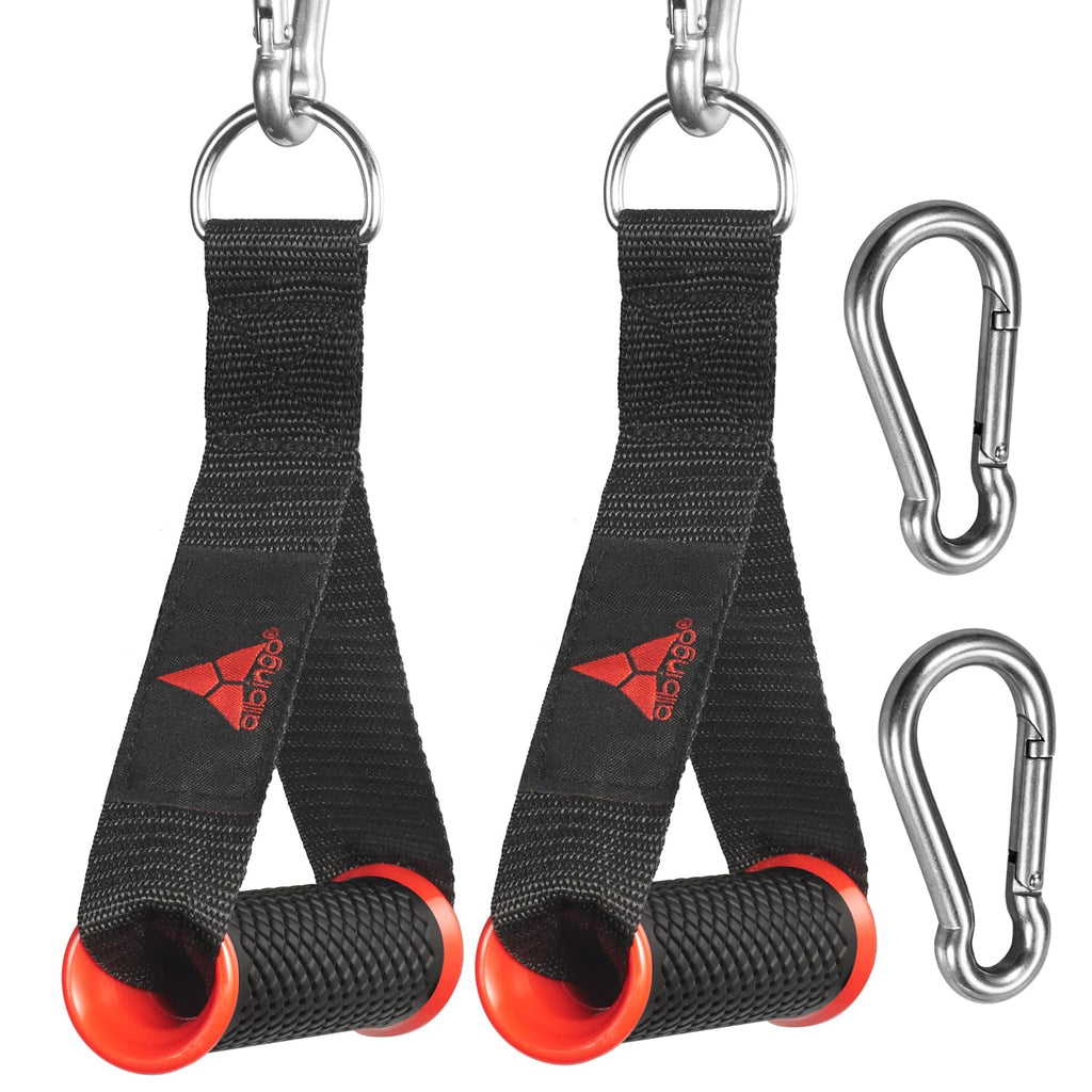 allbingo Pro Cable Handles Compatible with Bowflex and Cable Machine, Heavy Duty Exercise Hand Grips Attachment with 2 Carabiners for Resistance Bands Home Gym Black/Red - BeesActive Australia