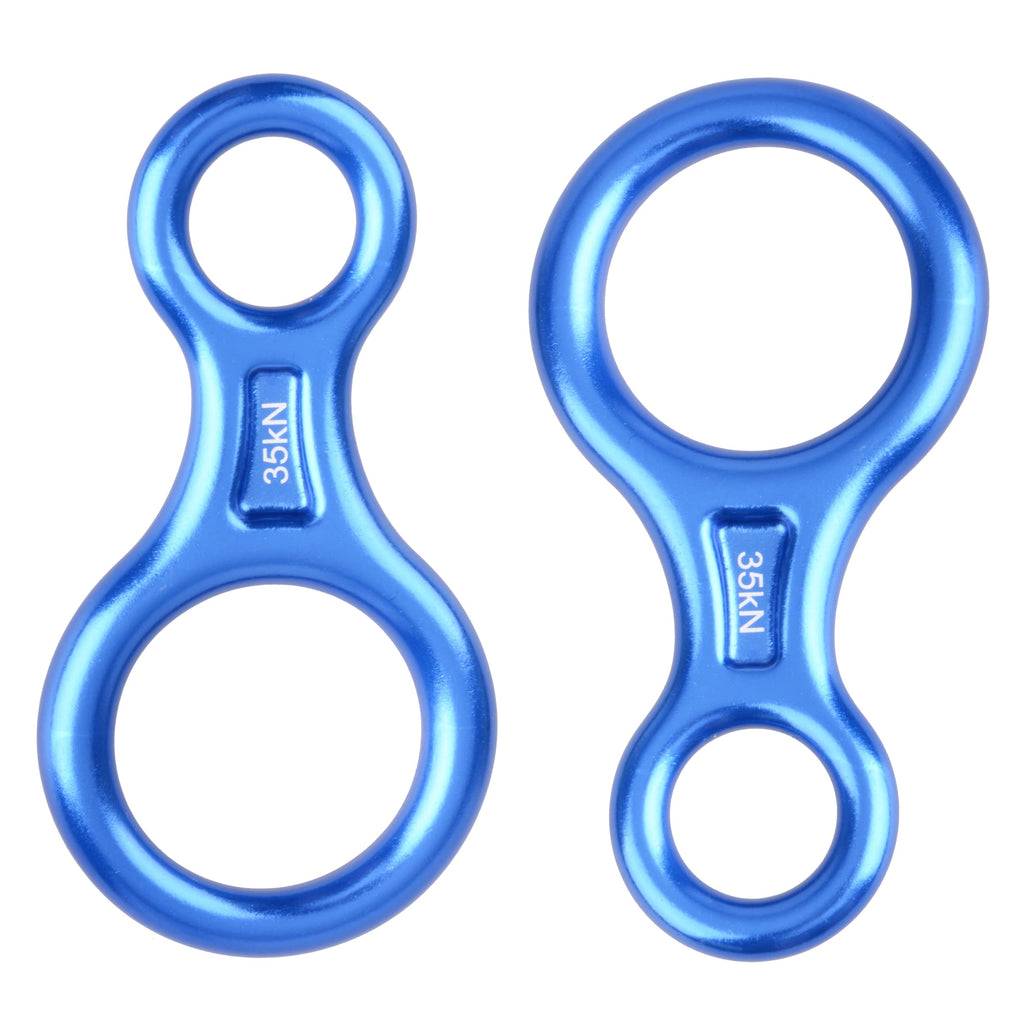 Azarxis 35 KN 50KN Climbing Rescue Figure 8 Descender Large Bent-Ear Rigging Plate Heavy Duty & High Strength Rappel Device Equipment for Rappelling, Belaying, Tree Climbing, Aerial Silks Rigging #01 Blue - 35KN - 2 Pack - BeesActive Australia