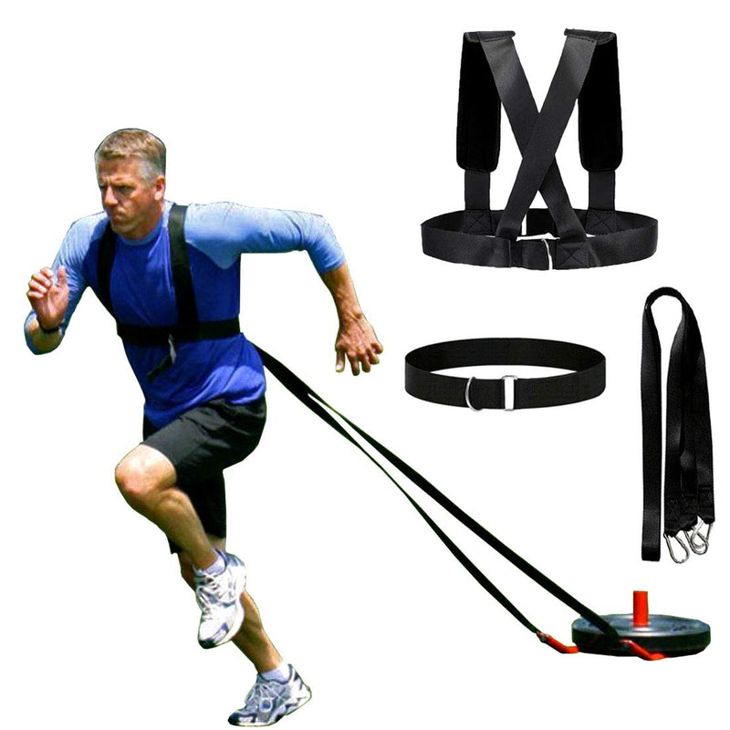 XccMe Sled Harness Tire Pulling Harness Fitness Resistance Training Workout -Adjustable Padded Shoulder Strap Vest+belt+resistance band - BeesActive Australia