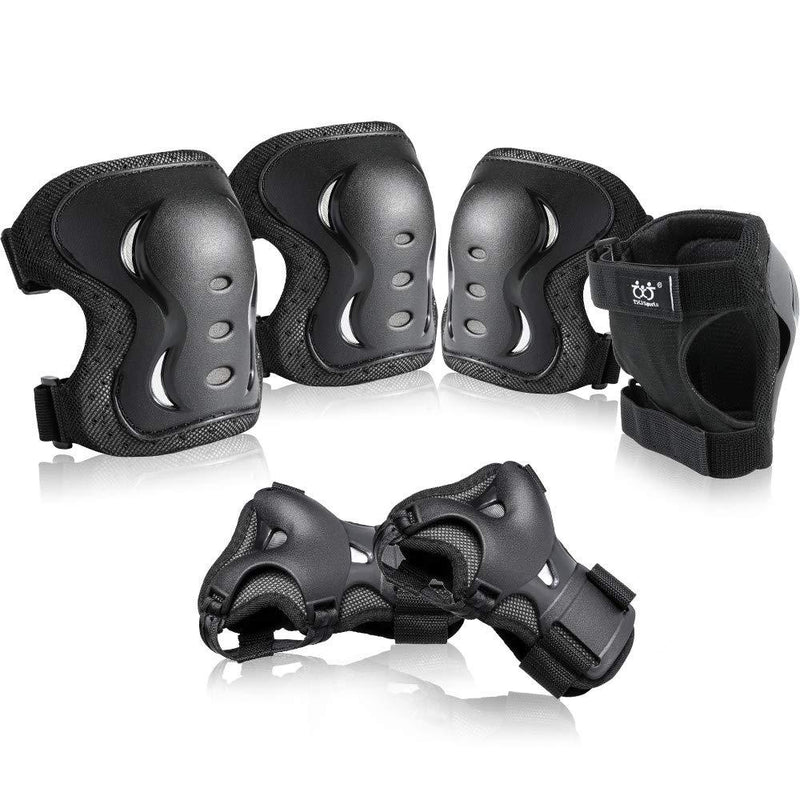 boruizhen Kids & Adult/Youth Knee and Elbow Pads with Wrist Guards 3 in 1 Protective Gear Set for Skateboarding Cycling BMX Bike Scooter Skating Rollerblading Riding Black Small (3-7 years) - BeesActive Australia