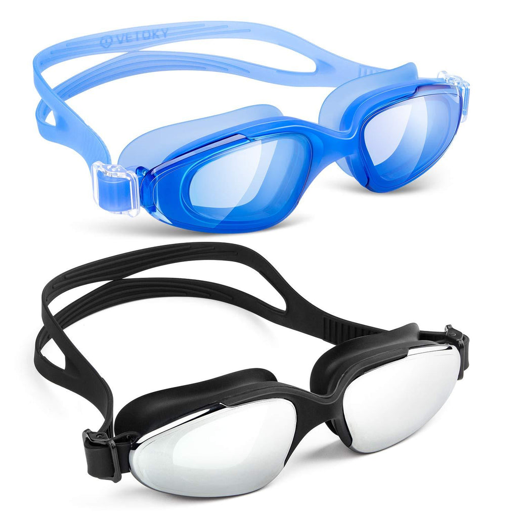 [AUSTRALIA] - vetoky Swimming Goggles,Swim Goggles No Leaking Anti Fog UV Protection for Adult Men Women Youth Kids Silver Lens+Blue 