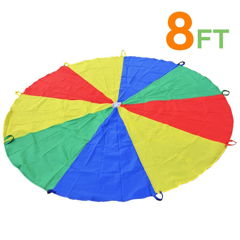 [AUSTRALIA] - Sonyabecca Parachute 8 Foot for Kids with 9 Handles Play Parachute for 4 8 Kids Tent Cooperative Games Birthday Gift 