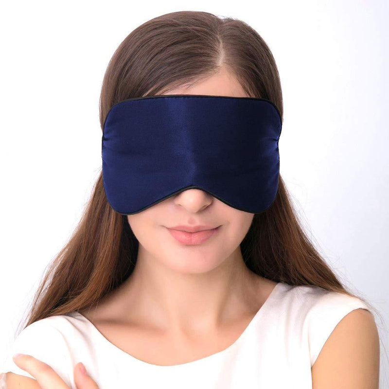 Silk Sleep Mask & Blindfold, Soft Eye Mask with Adjustable Head Strap, Deep Rest Eye Masks for Sleeping Night Eyeshade, Eye Cover for Travel, Shift Work & Meditation (Deep Blue) - BeesActive Australia