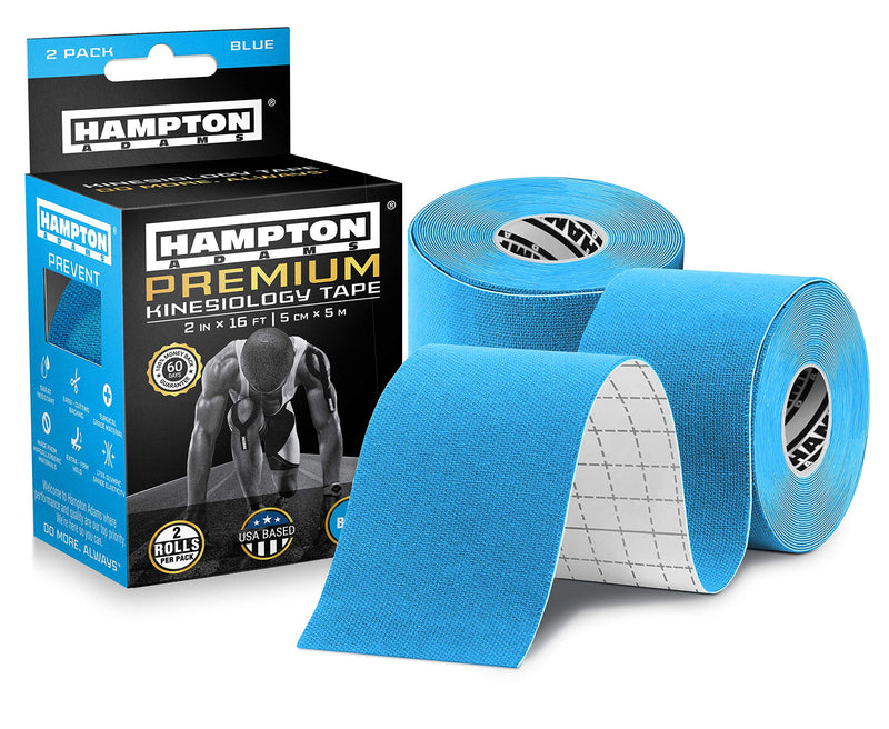 (2 Pack) Kinesiology Tape for Physical Therapy Sports Athletes – Latex Free Elastic, 16ft Water Resistant Kinetic Uncut Kinesiology Tape for Knee Pain, Elbow & Shoulder Muscle - Sky Blue 2 Count (Pack of 1) - BeesActive Australia