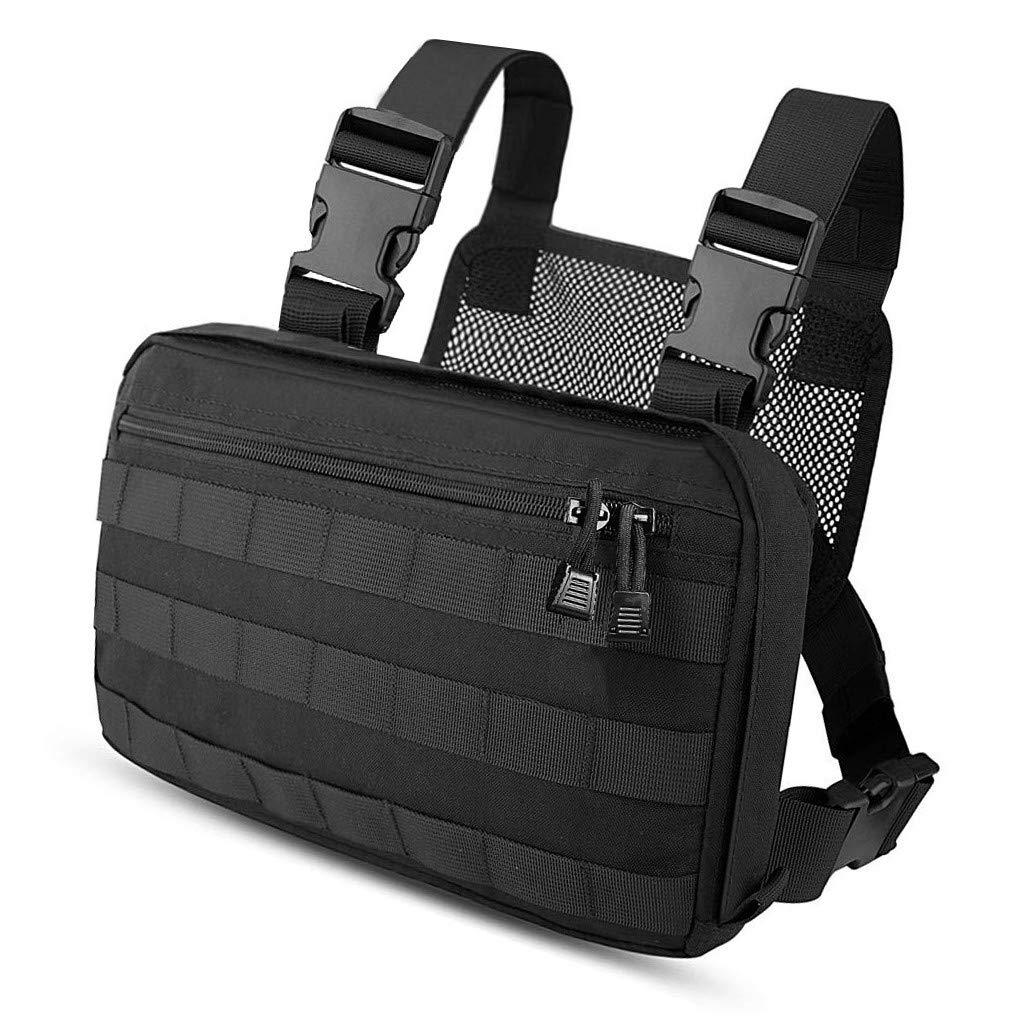 [AUSTRALIA] - abcGoodefg Tactical Chest Rig, Molle Radio Chest Harness Holder Holster Vest for Two Way Radio Walkie Talkies Black 