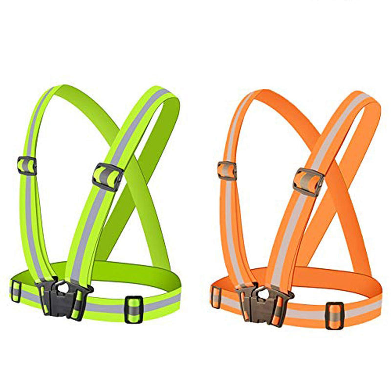 Reflective Night Running Vest with 360°High Visibility, Adjustable Safety Vest Outdoor, Fits Running, Walking,Cycling,Hiking, Walking,Dog Walk（2 Pack） Green and Orange … - BeesActive Australia