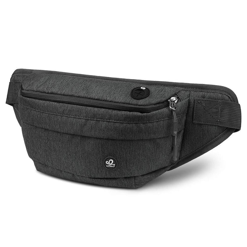 [AUSTRALIA] - WATERFLY Fanny Pack for Men Women Water Resistant Large Hiking Waist Bag Pack Carrying All Phones for Running Walking Traveling Black 