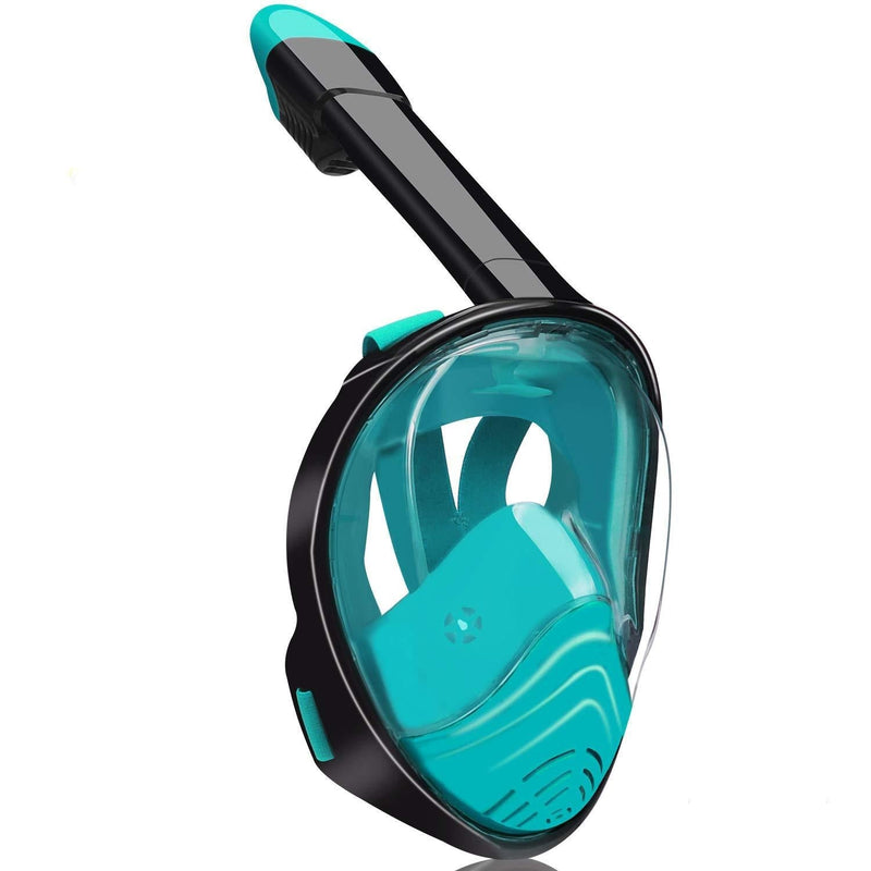 [AUSTRALIA] - QingSong Full Face Snorkel Mask, Snorkeling Mask with Detachable Camera Mount, 180 Degree Panoramic View Anti-Fog Anti-Leak Snorkel Set for Kids & Adult Black/Green Small 