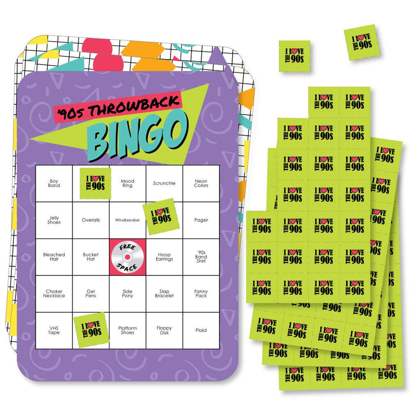 Big Dot of Happiness 90’s Throwback - Bar Bingo Cards and Markers - 1990s Party Bingo Game - Set of 18 - BeesActive Australia