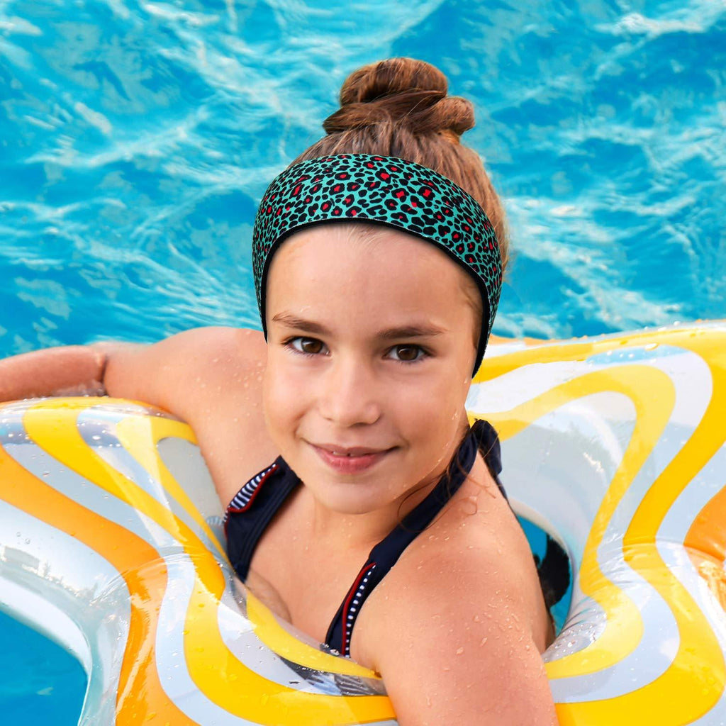 Will & Fox Swimming Headband with Earplugs for Adults Helps Prevent Swimmers Ear | Non-Slip Grip | Adjustable Ear Band | Fits Kids 18 Months to 10 Years CHEETAH~MEDIUM - BeesActive Australia