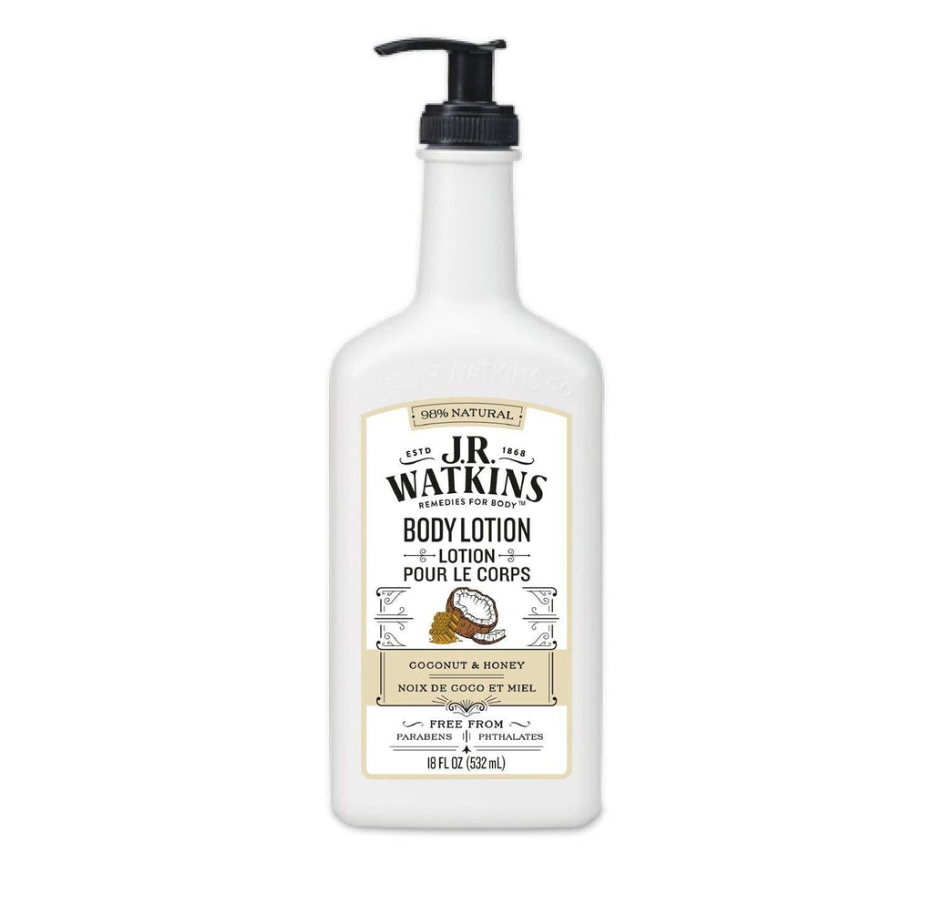 J.R. Watkins Daily Moisturizing Lotion – Body Cream in Pump Dispenser – Hydrating Skin Cream Made with Shea Butter, Cocoa Butter, Coconut Oil & Vitamin E, Coconut Milk & Honey, 18 fl oz - BeesActive Australia