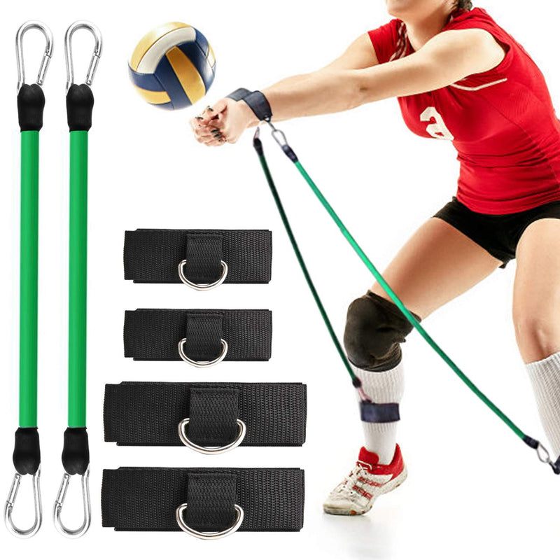 TOBWOLF Volleyball Training Pass Rite Aid Resistance Band, Elastic Volleyball Resistance Belt Set for for Practicing Serving, Arm Swing Passing, Agility Training Training Belt with Wristband & Ankle Strap (Green) - BeesActive Australia