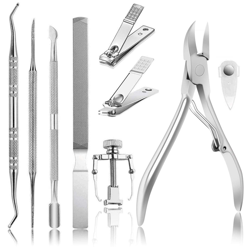 JTIEO Ingrown Toenail Tool Kit (9PCS), Professional Toe Nail Clipper Set for Ingrown & Thick Nail, Stainless Steel Ingrown Toenail Kit No Bag - BeesActive Australia