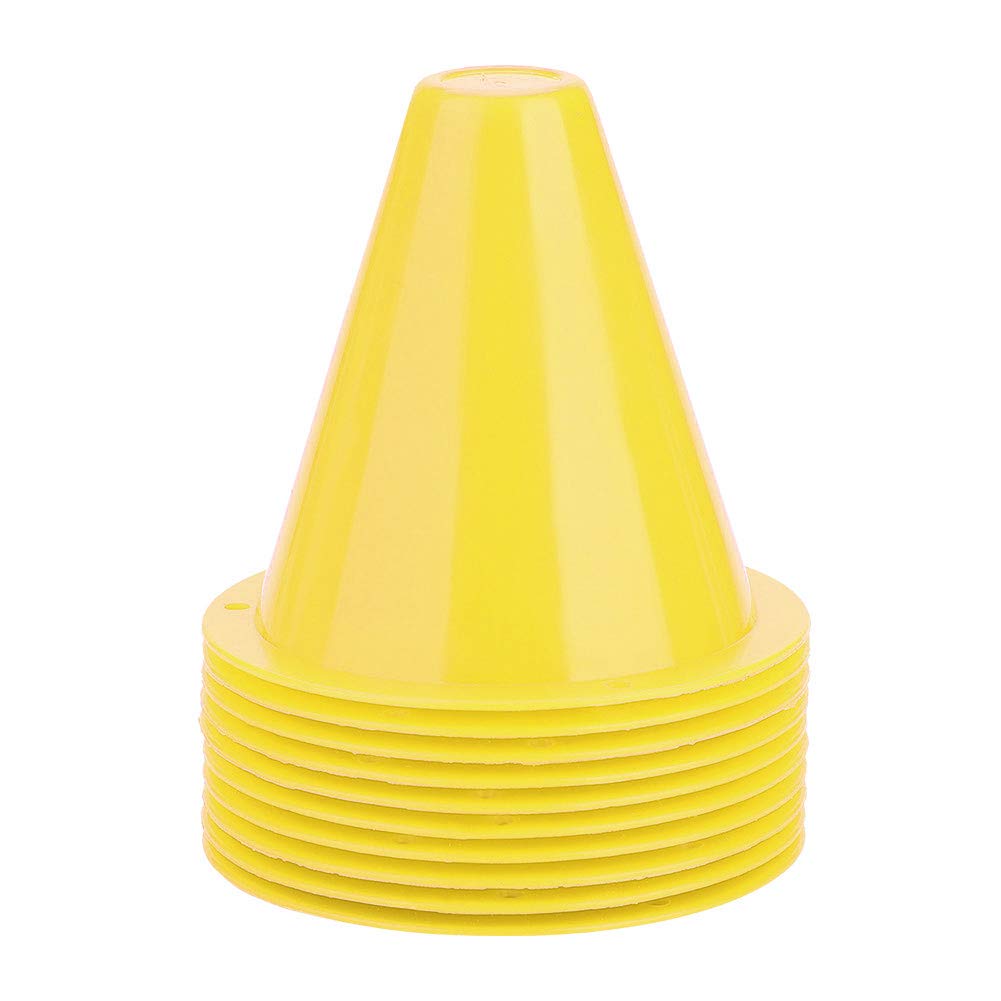 Alomejor 10pcs Soccer Markers PE Sports Training Traffic Cone for Kids Home Gym Soccer Yellow - BeesActive Australia