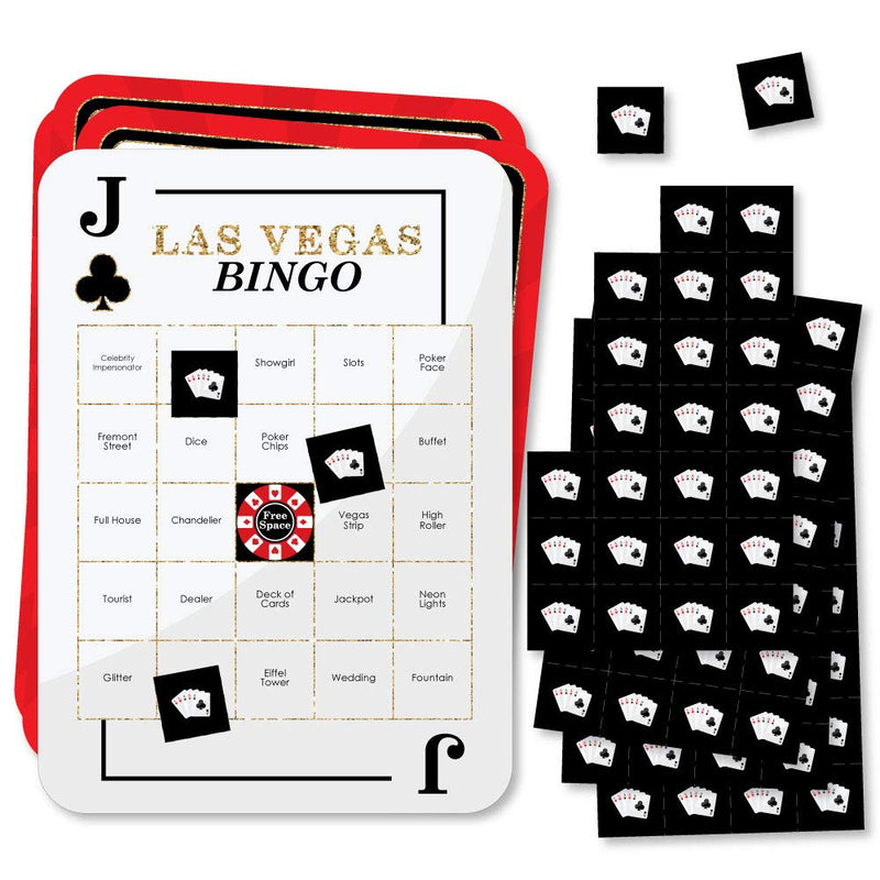 Big Dot of Happiness Las Vegas - Bar Bingo Cards and Markers - Casino Party Bingo Game - Set of 18 - BeesActive Australia