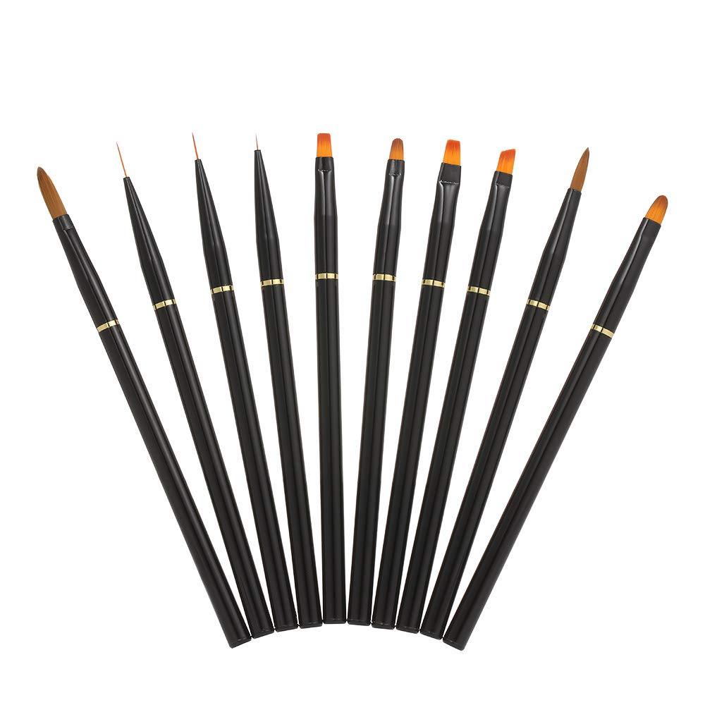 Nail Art Brush Set,Anself 10pcs Acrylic Painting Brush Set UV Gel Flower Drawing Pen - Black - BeesActive Australia