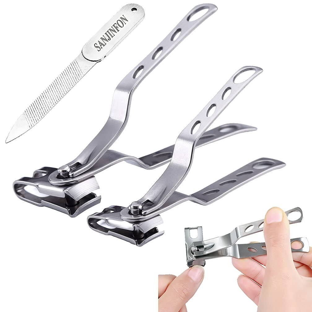 SANJINFON 3 in 1 Nail Clippers with 360 Degree Rotating Head Upgraded, Sharp Toenail Clippers for Men Thick Toenails/Nails for Seniors, Precision Spin Snips, Toe Nail Clipper, Cutter, Trimmer, File - BeesActive Australia