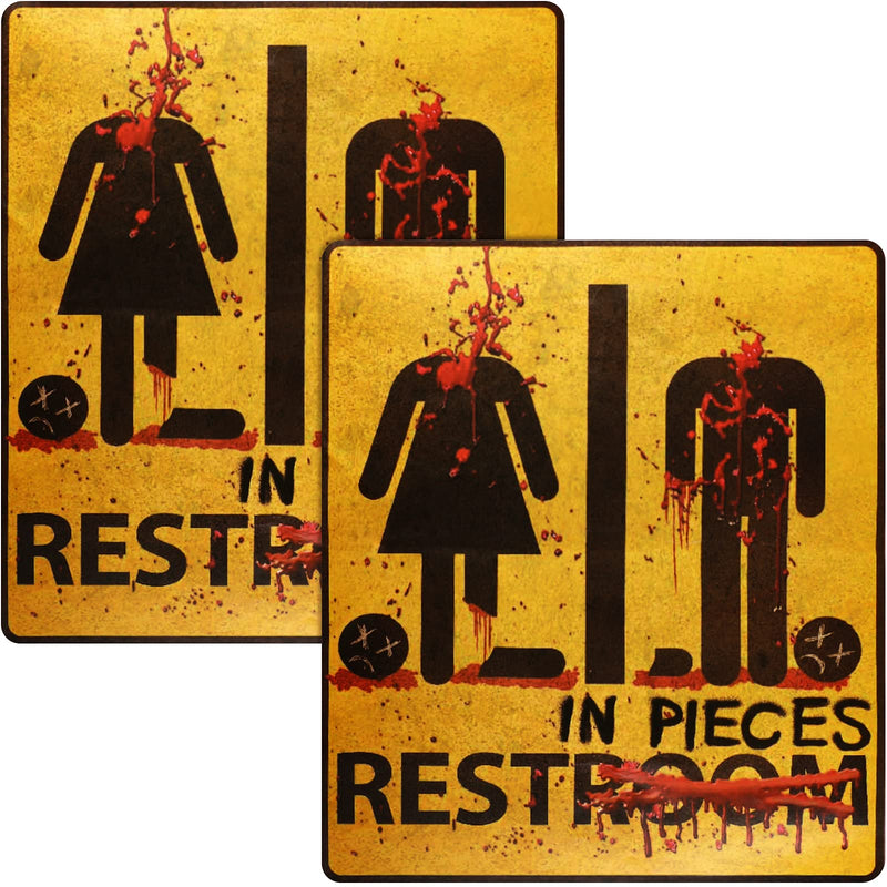 Outus 2 Pieces Halloween Bloody Stickers Scary Restroom Sign Sticker Halloween Door Wall Decals Decoration for Ghost House and Horror Themed Parties - BeesActive Australia