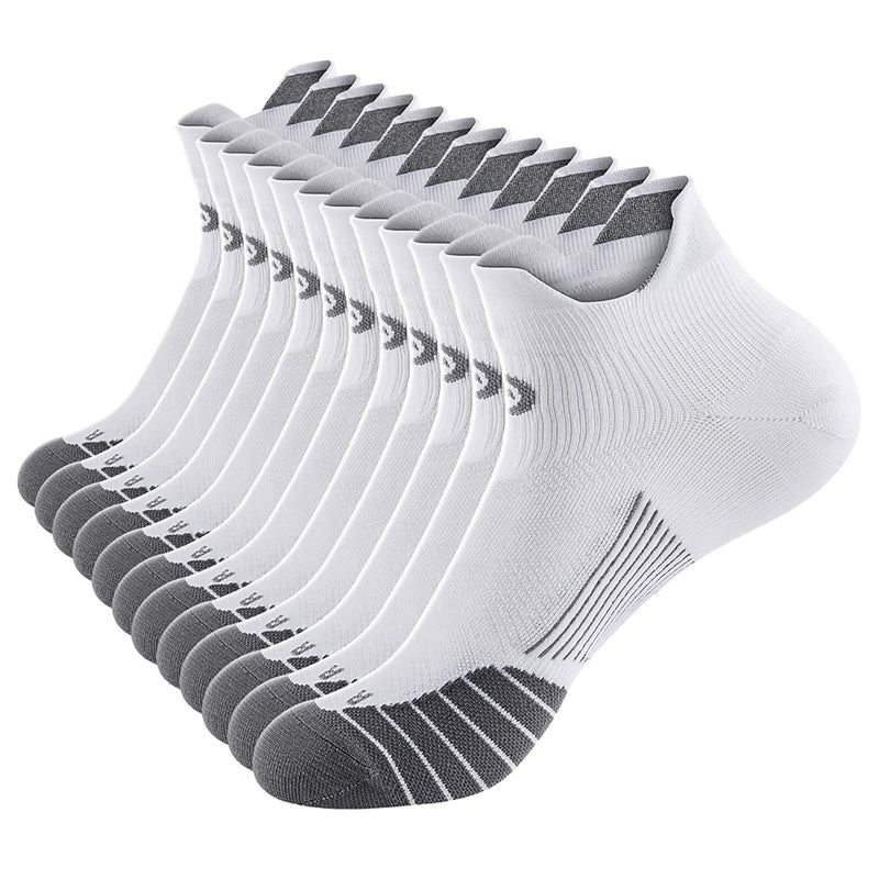 PAPLUS Ankle Compression Sock for Men and Women 2/4/6 Pairs, Low Cut Compression Running Sock with Ankle Support New White(6 Pairs) Small-Medium - BeesActive Australia