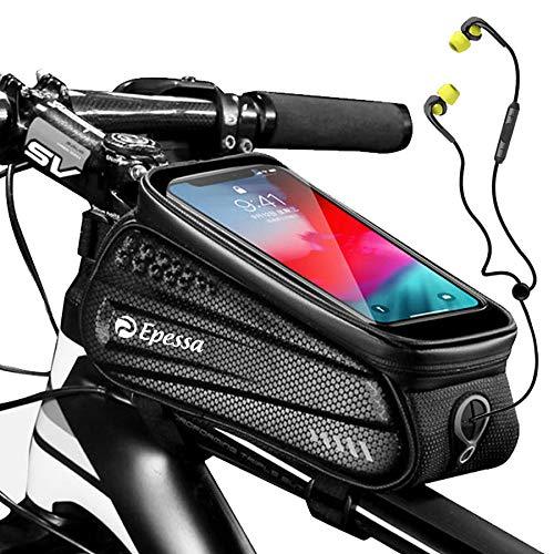 Epessa Bike Phone Mount Bag,Bicycle Waterproof Front Frame Top Tube Handlebar Bag with Sensitive Touch Screen for Cellphone Below 6.7'',Large Capacity ES3-frame - BeesActive Australia