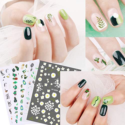 Nail Stickers for Women and Little Girls - 12 Sheets 3D Self-Adhesive DIY Nail Art Decoration Set Including Flowers Smiling Face Animals Plants Fruits Nail Decals for Woman Kids Girls(More than 500Pcs) - BeesActive Australia