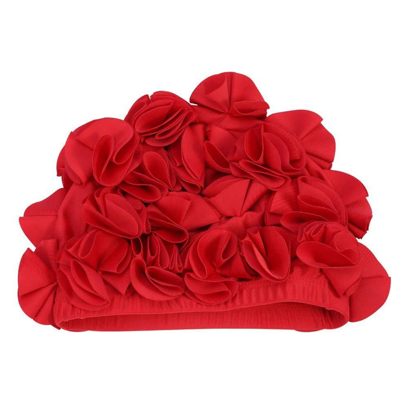[AUSTRALIA] - Keenso Flower Swim Hat，Bathing Cap Women Children Retro Floral Flower Fashion Elastic Swiming Hat Long Hair Swim Bathing Cap red 