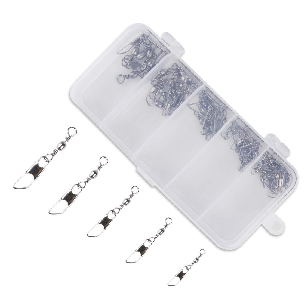 Dr.Fish 50 PCS Fishing Rolling Barrel Swivel Snaps Connector with Premium Fishing Gear Equipment Fishing Accessories Swivel Snap Kit - BeesActive Australia